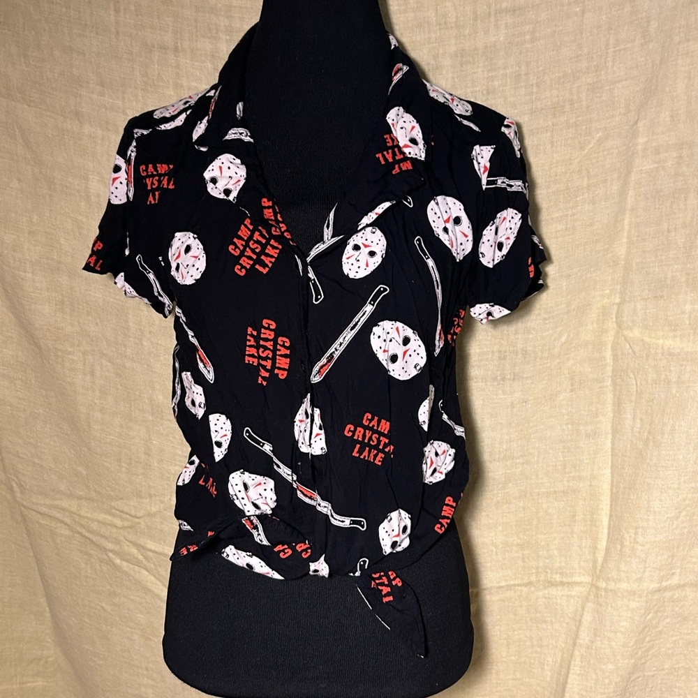 Tie Front Jason Voorhees Shirt - Friday the 13th